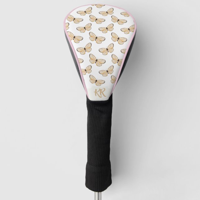 Cute Charming Butterfly Pattern Initial Golf Head Cover (Front)