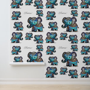 Cute Charming Elephant in Soft Pastel Colours Wallpaper