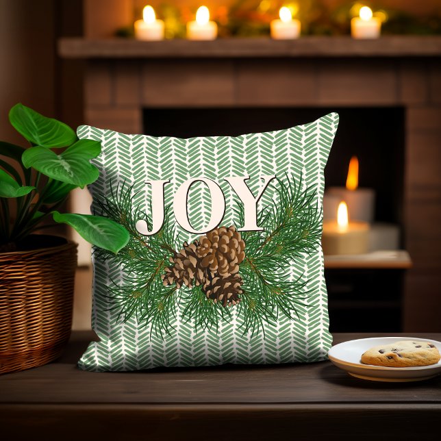 Cute Charming Happy Holidays Joy Cabin Home Decor Cushion (Creator Uploaded)