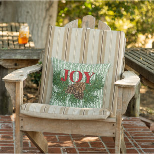 Cute Charming Happy Holidays Joy Cabin Porch Patio Cushion