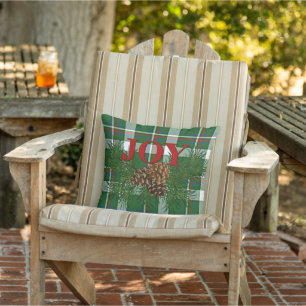 Cute Charming Happy Holidays Joy Cabin Porch Patio Cushion