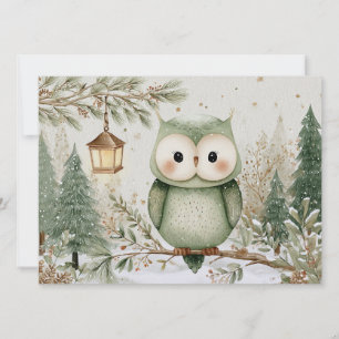 Cute charming owl Christmas Holiday Card