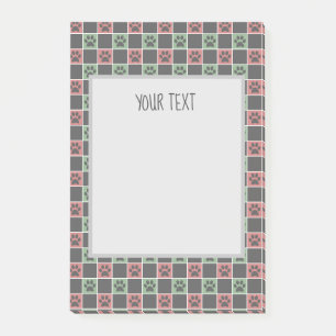 Cute Check pattern dog paw print Custom Post-it Notes