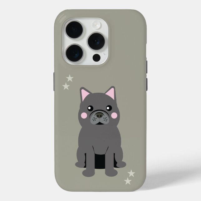 Cute Cheeks Gray French Bulldog Case-Mate iPhone Case (Back)
