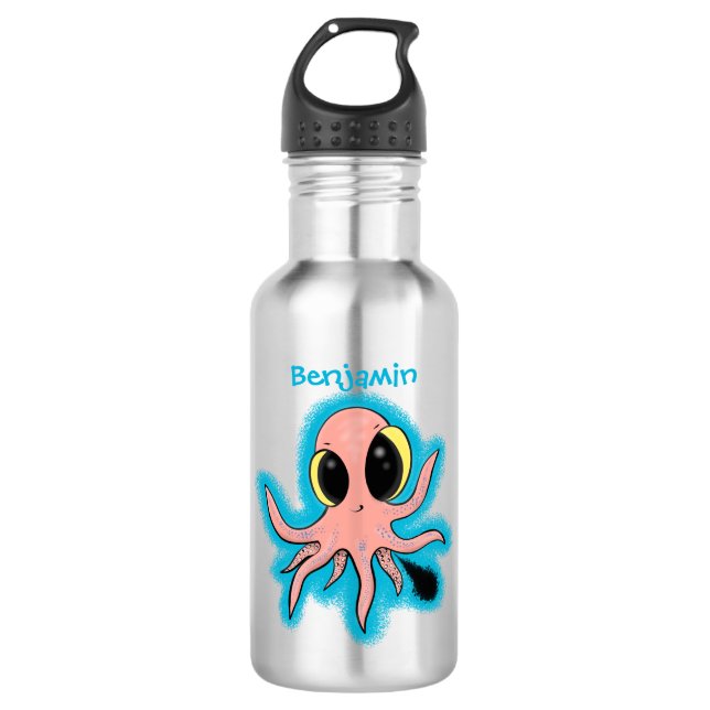 Cute, cheeky baby octopus cartoon 532 ml water bottle (Front)