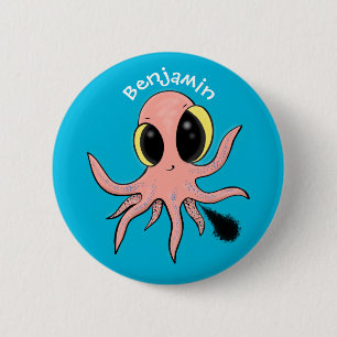 Cute, cheeky baby octopus cartoon 6 cm round badge