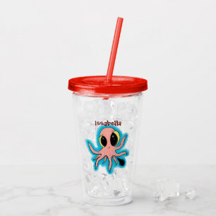 Cute, cheeky baby octopus cartoon acrylic tumbler