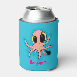 Cute, cheeky baby octopus cartoon can cooler
