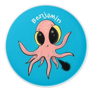 Cute, cheeky baby octopus cartoon ceramic knob