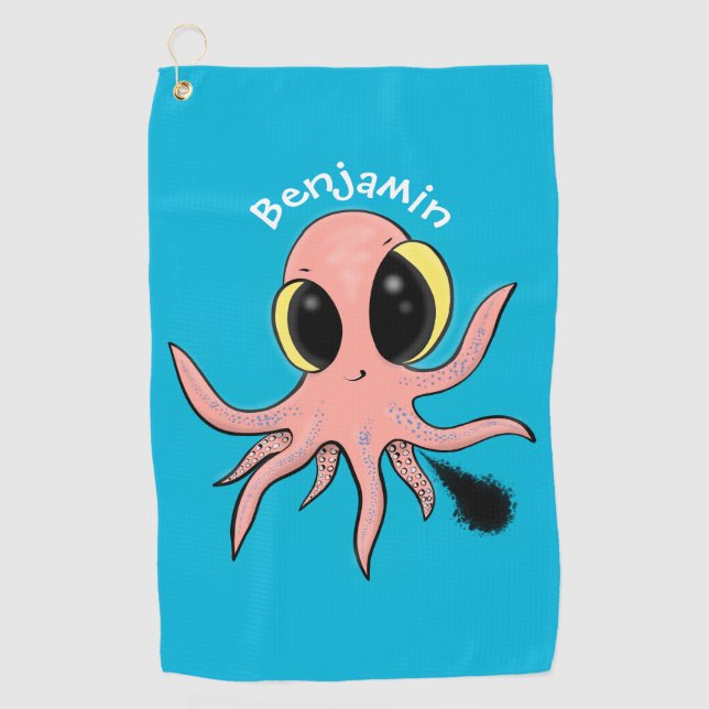 Cute, cheeky baby octopus cartoon  golf towel (Front)