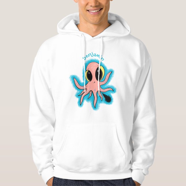 Cute, cheeky baby octopus cartoon hoodie (Front)