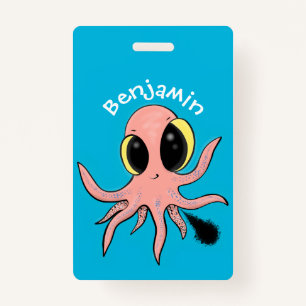 Cute, cheeky baby octopus cartoon ID badge