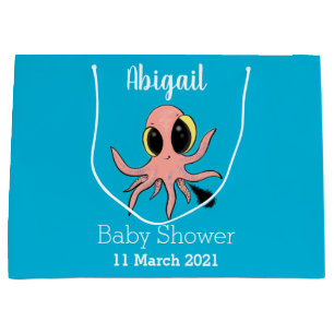 Cute, cheeky baby octopus cartoon large gift bag