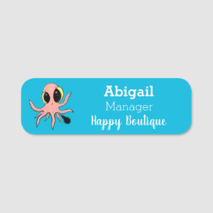 Cute, cheeky baby octopus cartoon name tag