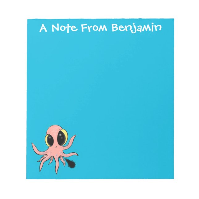 Cute, cheeky baby octopus cartoon notepad (Front)