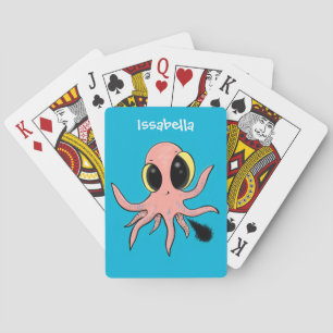 Cute, cheeky baby octopus cartoon playing cards