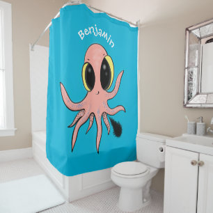 Cute, cheeky baby octopus cartoon shower curtain