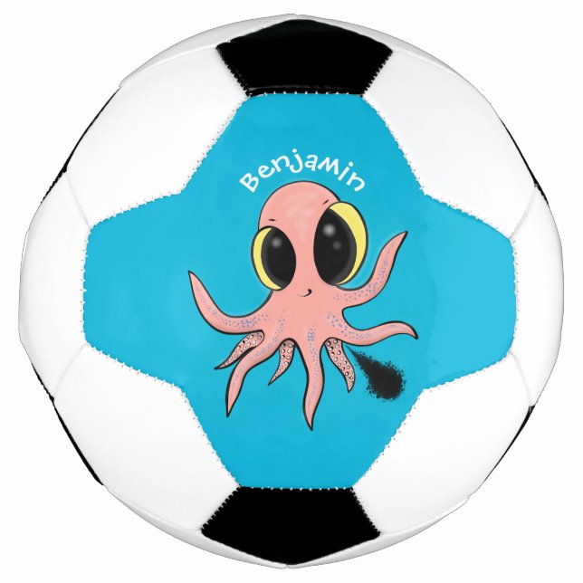 Cute, cheeky baby octopus cartoon soccer ball (Front)