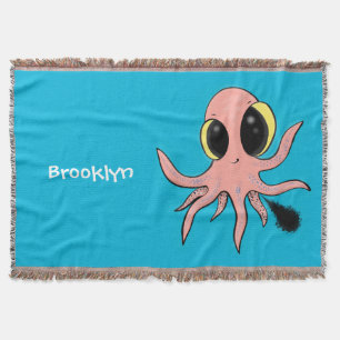 Cute, cheeky baby octopus cartoon throw blanket
