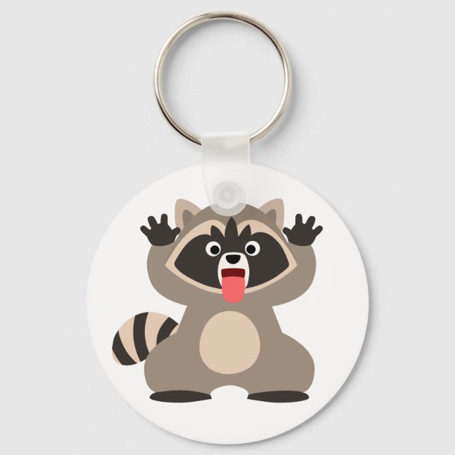 Cute Cheeky Cartoon Racoon Key Ring (Front)