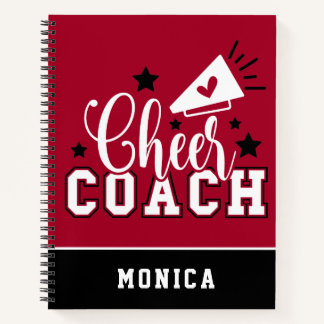 Cute Cheer Coach Personalised Red and Black Notebook