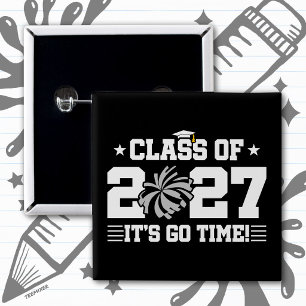 Cute Cheer Graduation Quote Senior Class of 2027 15 Cm Square Badge