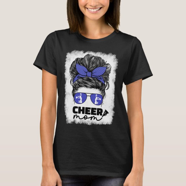 Cute Cheer Mom For Women Cheerleader Mom Blue Mess T-Shirt (Front)