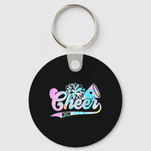 Cute Cheer Mum Biggest Fan Cheerleader Tie Dye Pom Key Ring