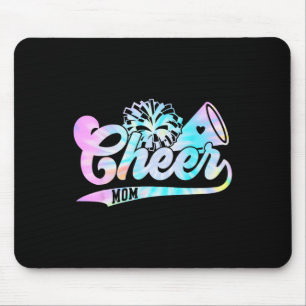 Cute Cheer Mum Biggest Fan Cheerleader Tie Dye Pom Mouse Pad