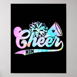 Cute Cheer Mum Biggest Fan Cheerleader Tie Dye Pom Poster