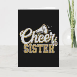 Cute Cheer Sister Black Gold Pom Cheerleader Cheer Card