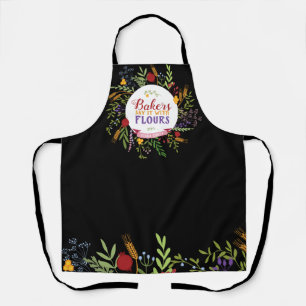 Cute Cheerful Baker Floral Apron