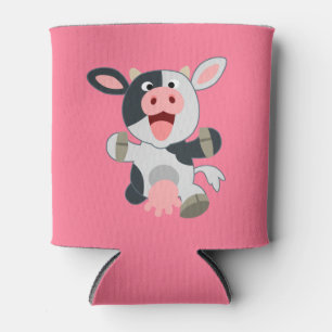 Cute Cheerful Cartoon Cow Can Cooler
