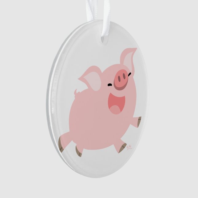Cute Cheerful Cartoon Pig Acrylic Ornament (Front)