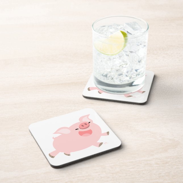 Cute Cheerful Cartoon Pig Coaster Set (Right Side)