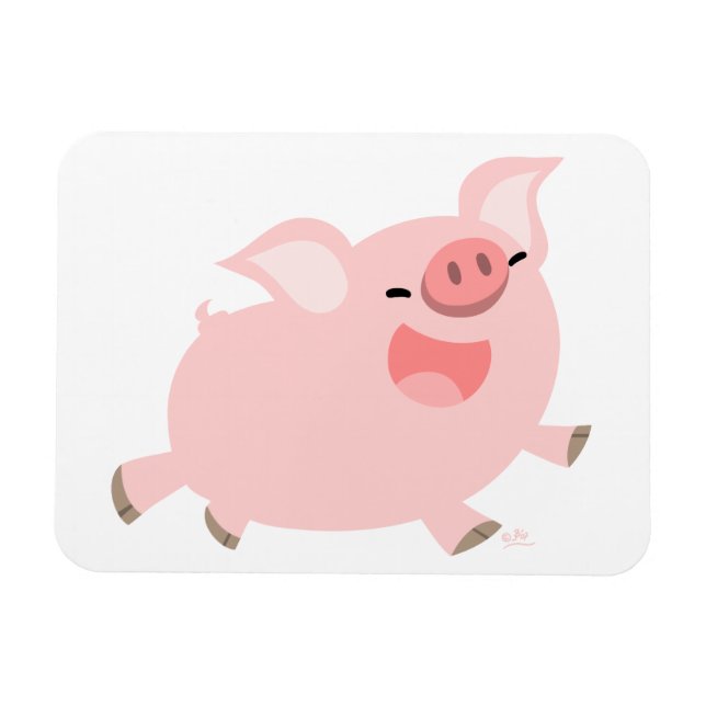 Cute Cheerful Cartoon Pig Flexible Magnet (Horizontal)