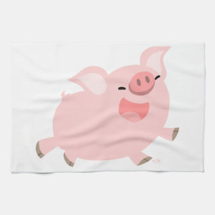 Cute Cheerful Cartoon Pig Kitchen Towel