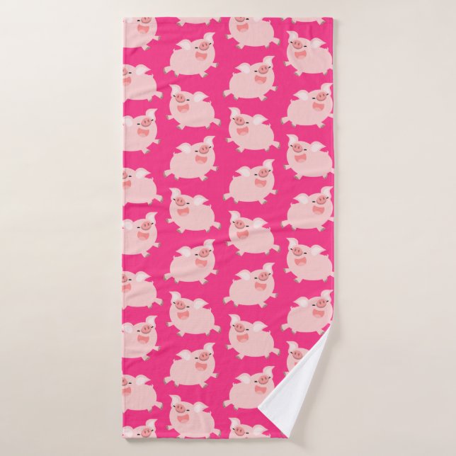 Cute Cheerful Cartoon Pigs Pattern Bath Towel (Bath Towel)