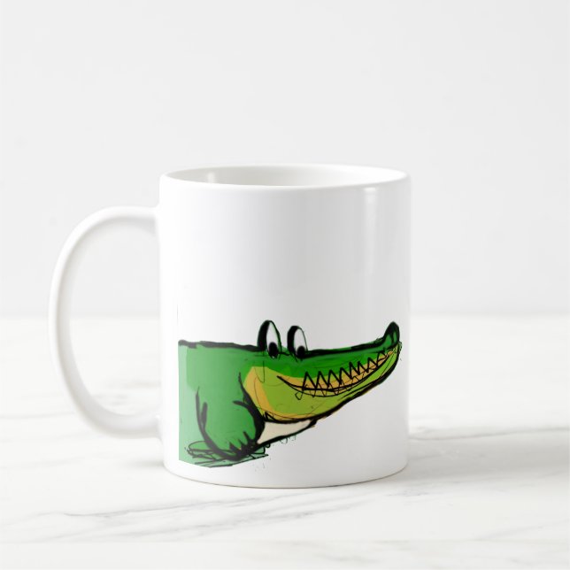 Cute & Cheerful Crocodile Coffee Mug | Happy Croc  (Left)