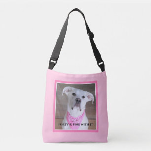 Cute Cheerful Dog With Soulful Eyes Forty Pink Crossbody Bag