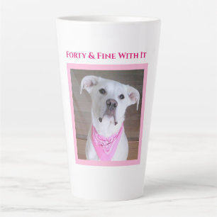 Cute Cheerful Dog With Soulful Eyes Forty Pink Latte Mug