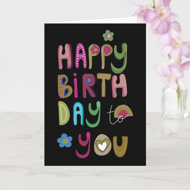 Cute Cheerful Happy Birthday to You  Card (Orchid)