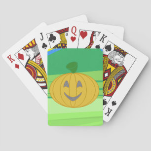 Cute Cheerful Harvest Pumpkin Orange Halloween Playing Cards