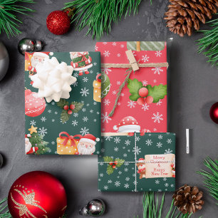 Cute Cheerful Red Santa Claus  Wrapping Paper Sheet