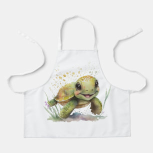 Cute Cheerful Tortoise All-Over Print Apron