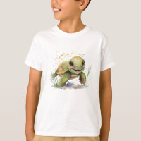 Cute Cheerful Tortoise Boy's Basic T-shirt