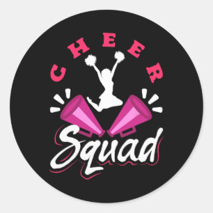Cute Cheerleader Art Women Girls Cheer Squad Cheer Classic Round Sticker
