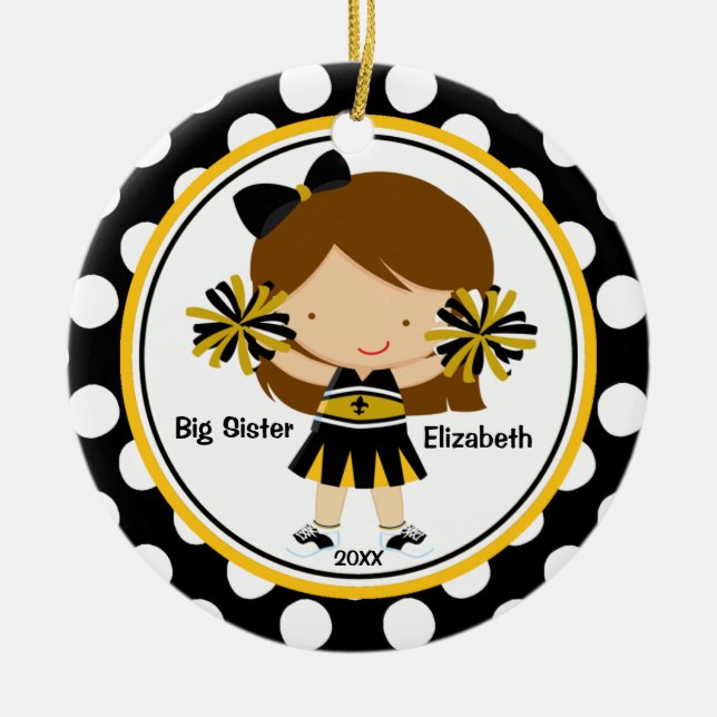 Cute Cheerleader Big Sister Christmas Ornament (Front)
