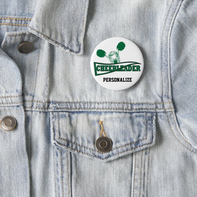 Cute Cheerleader | DIY Name | Dark Green 6 Cm Round Badge (In Situ)