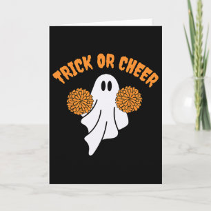 Cute Cheerleader Ghost Cheerleading Trick Or Treat Card